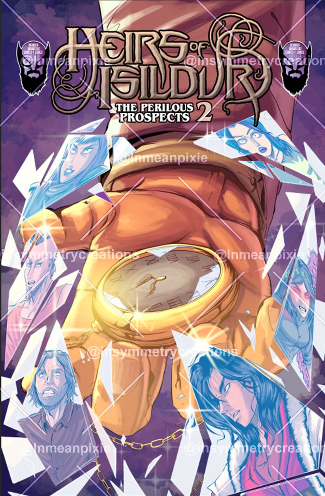 Watermarked variant cover of cast of characters for Heirs of Isildur: The Perilous Prospects 2. Created by Gwenyth Ernst.